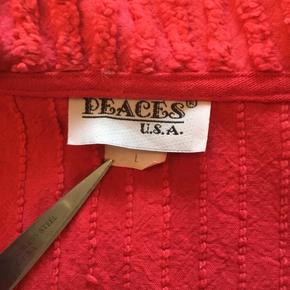 Red Chenille Short Button Front Jacket With Round… - image 8